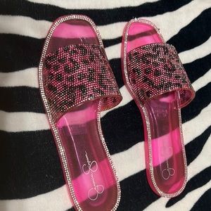 Jessica Simpson Kassime Crystal Embellished Jelly Slide Sandal. Size 9